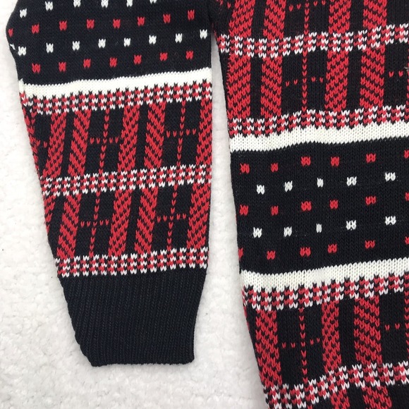 VTG AMERICAN PRIDE Sweater Men S Black Red Geometric ColorBlock 80s 90s MADE USA - Picture 4 of 16